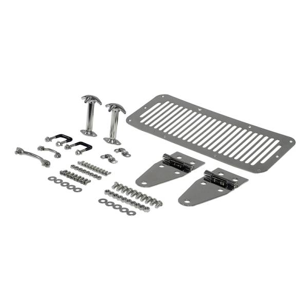 Rugged Ridge - Rugged Ridge Hood Kit, Stainless Steel; 76-86 Jeep CJ/87-95 Jeep Wrangler 11101.01 - Image 1