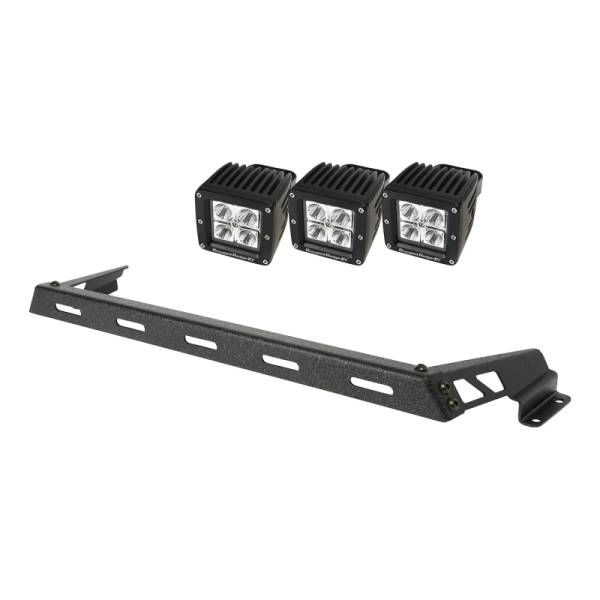 Rugged Ridge - Rugged Ridge Light Bar Kit, Hood Mounted, Textured Black, 3 Square; 07-18 Wrangler 11232.11 - Image 1