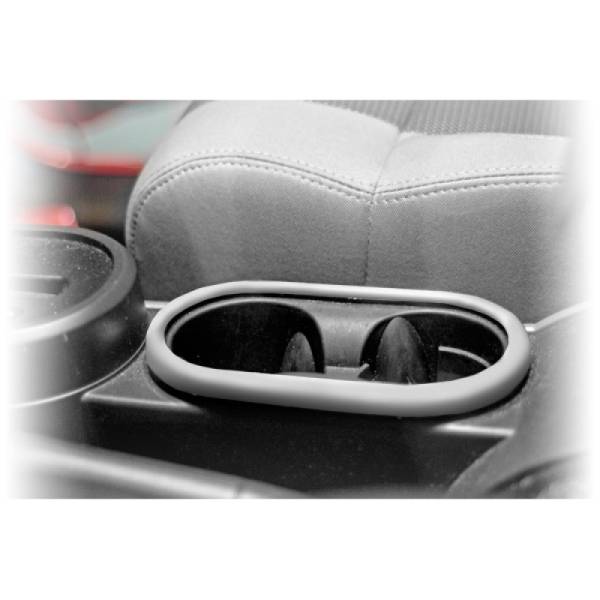 Rugged Ridge - Rugged Ridge Cup Holder Trim, Front, Brushed Silver; 07-10 Jeep Wrangler JK 11151.13 - Image 1