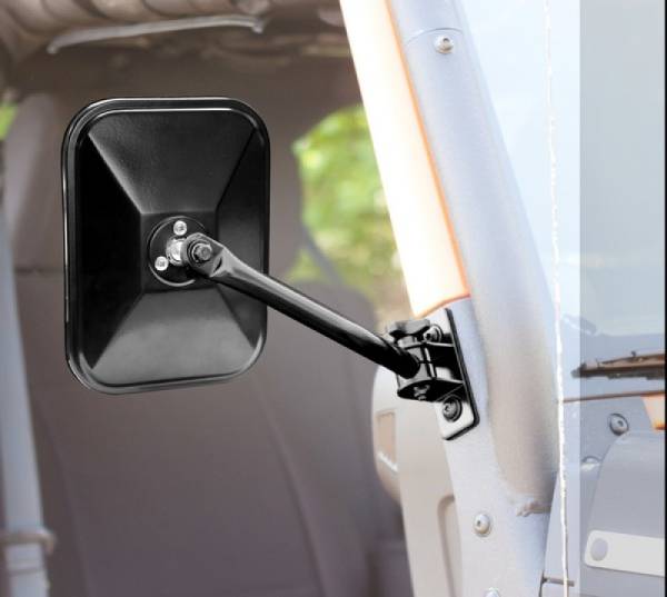 Rugged Ridge - Rugged Ridge Quick Release Mirror, Rectangular, Black; 97-18 Jeep Wrangler 11025.13 - Image 1