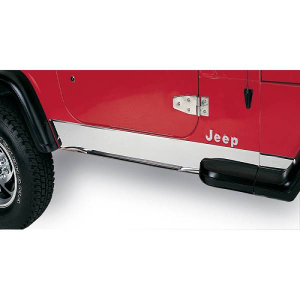 Rugged Ridge - Rugged Ridge Rocker Panel Cover, Stainless Steel; 87-95 Jeep Wrangler YJ 11145.01 - Image 1