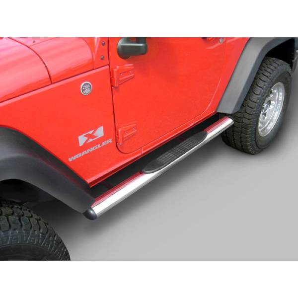 Rugged Ridge - Rugged Ridge Tube Side Step Kit, Oval, 4.25 Inch, Stainless; 07-18 Wrangler, 2 Door 11593.07 - Image 1