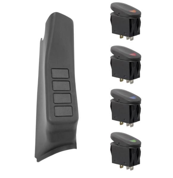 Rugged Ridge - Rugged Ridge Switch Pod Kit, A-Pillar, 4 Switches, Black, RHD; 07-10 Wrangler JK 17235.87 - Image 1