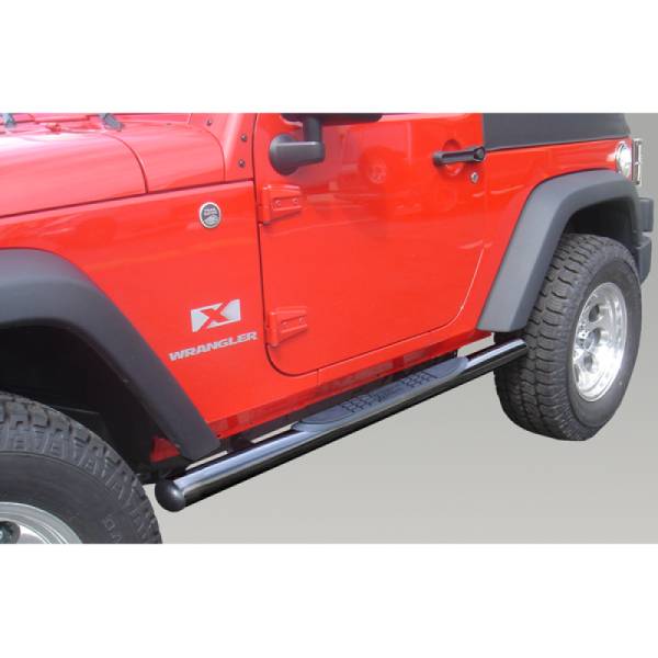 Rugged Ridge - Rugged Ridge Tube Side Step Kit, Round, 3 Inch, Black; 07-18 Jeep Wrangler JK 11590.05 - Image 1