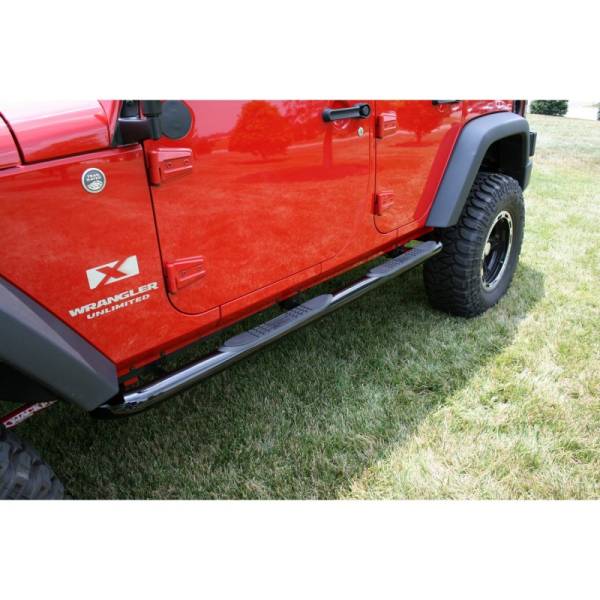 Rugged Ridge - Rugged Ridge Tube Side Step Kit, Round, 3 Inch, Black; 07-18 Jeep Wrangler, 4 Door 11590.06 - Image 1