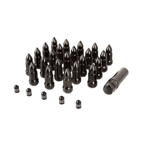 Rugged Ridge - Rugged Ridge Wheel Lug Nut/Valve Stem Cap Kit, Bullet Style, Black 16715.27 - Image 1