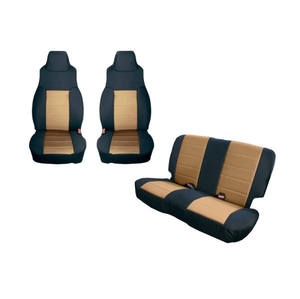 Rugged Ridge - Rugged Ridge Seat Cover Kit, Black/Tan; 97-02 Jeep Wrangler TJ 13292.04 - Image 1