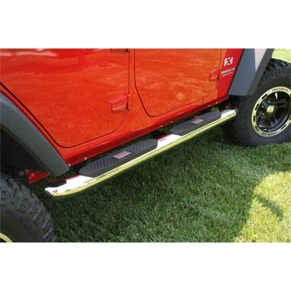 Rugged Ridge - Rugged Ridge Tube Side Step Kit, Round, 4 Inch, Stainless; 07-18 Wrangler, 4 Door 11593.10 - Image 1