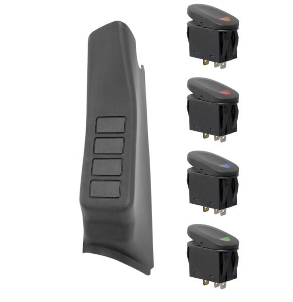 Rugged Ridge - Rugged Ridge Switch Pod Kit, A-Pillar, 4 Switches, Black, LHD; 11-18 Wrangler JK 17235.96 - Image 1