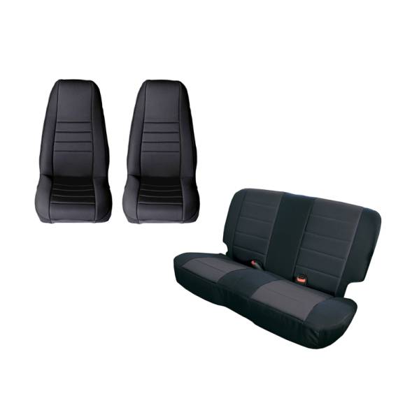 Rugged Ridge - Rugged Ridge Seat Cover Kit, Black; 80-90 Jeep CJ/Wrangler YJ 13290.01 - Image 1