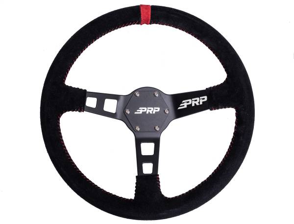 PRP Seats - PRP Deep Dish Suede Steering Wheel- Red - G123 - Image 1