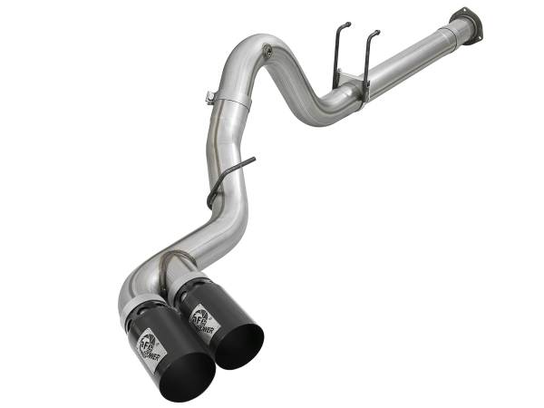 aFe Power - aFe Power Rebel XD Series 4 IN 409 Stainless Steel DPF-Back Exhaust w/Dual Black Tips Ford Diesel Trucks 17-23 V8-6.7L (td) - 49-43102-B - Image 1