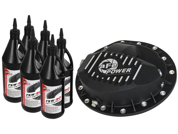 aFe Power - aFe Power Pro Series Front Differential Cover Kit Black w/ Machined Fins & Gear Oil Dodge Diesel Trucks 03-12 L6-5.9/6.7L (td) - 46-70042-WL - Image 1