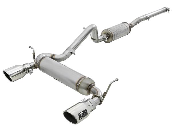 aFe Power - aFe Power Rebel Series 2-1/2 IN 409 Stainless Steel Cat-Back Exhaust w/ Polished Tips Jeep Wrangler (JK) 07-18 V6-3.6L/3.8L - 49-48062-P - Image 1