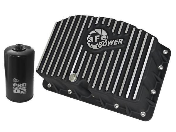 aFe Power - aFe POWER Pro Series Engine Oil Pan Black w/ Machined Fins Ford Diesel Trucks 11-22 V8-6.7L (td) - 46-70322 - Image 1