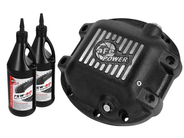 aFe Power - aFe Power Pro Series Rear Differential Cover Kit Black w/ Machined Fins & Gear Oil Jeep Wrangler (TJ/JK) 97-18 - 46-70192-WL - Image 1