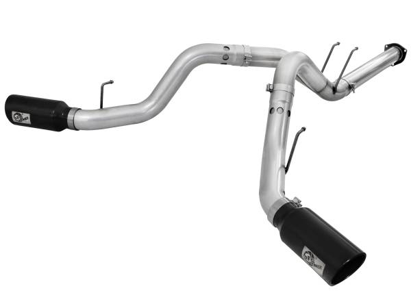 aFe Power - aFe Power ATLAS 4 IN Aluminized Steel DPF-Back Exhaust System w/Black Tip Ford Diesel Trucks 11-14 V8-6.7L (td) - 49-03065-B - Image 1