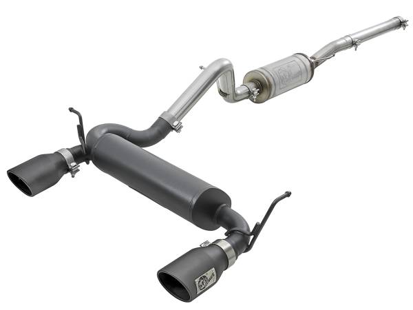 aFe Power - aFe Power Rebel Series 2-1/2 IN 409 Stainless Steel Cat-Back Exhaust System w/ Black Tips Jeep Wrangler (JK) 07-18 V6-3.6L/3.8L - 49-48062-B - Image 1