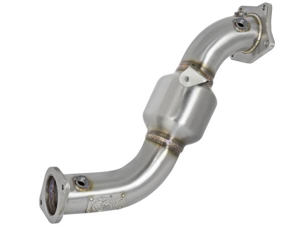 aFe Power - aFe Power Twisted Steel Down Pipe 3 IN 304 Stainless Steel w/ Cat Cadillac ATS 13-18 / Chevy Camaro 16-18 L4-2.0L (t) - 48-34126-HC - Image 1