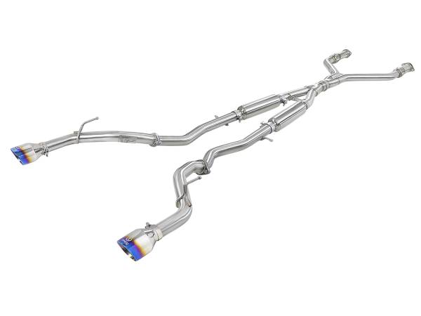 aFe Power - aFe Power Takeda 2-1/2 IN 304 Stainless Steel Cat-Back Exhaust System w/ Blue Flame Tips Infiniti Q50 16-23 V6-3.0L (tt) - 49-36132NM-L - Image 1