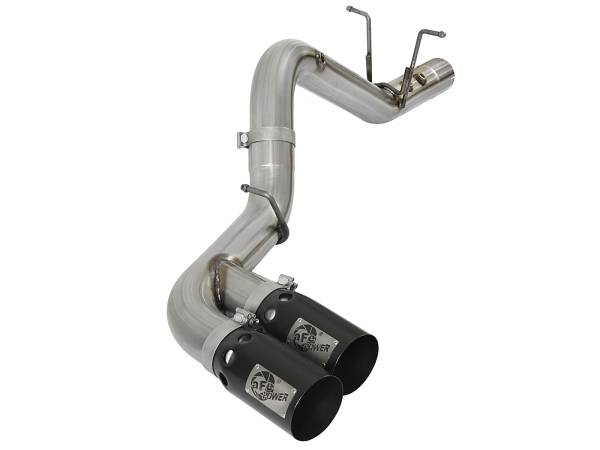 aFe Power - aFe Power Rebel XD Series 4 IN 409 Stainless Steel DPF-Back Exhaust w/Dual Black Tips GM Diesel Trucks 17-19 V8-6.6L (td) L5P - 49-44089-B - Image 1