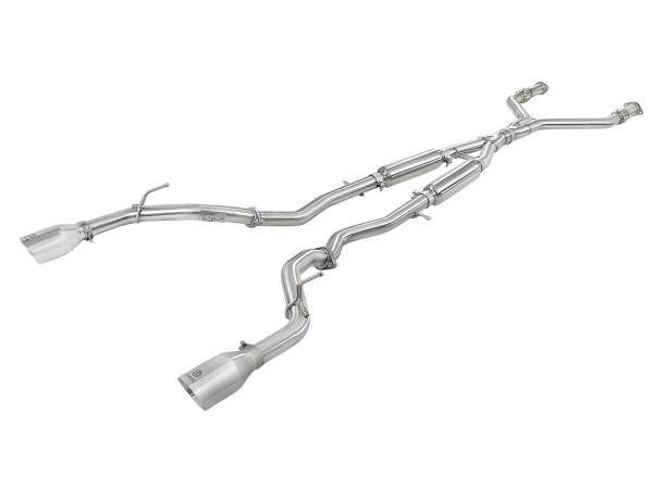 aFe Power - aFe Power Takeda 2-1/2 IN 304 Stainless Steel Cat-Back Exhaust System w/ Polished Tips Infiniti Q50 16-23 V6-3.0L (tt) - 49-36132NM-P - Image 1