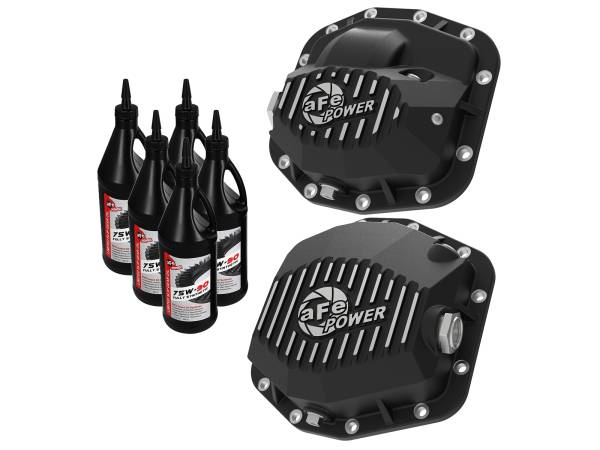 aFe Power - aFe Power Pro Series Differential Cover Black w/ Machined Fins & Gear Oil Jeep Wrangler (JL) 18-23 L4-2.0L (t)/ V6-3.6L (Dana M186) - 46-7101AB - Image 1