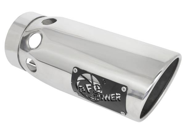 aFe Power - aFe Power MACH Force-Xp 304 Stainless Steel Intercooled Clamp-on Exhaust Tip Polished 4 IN Inlet x 5 IN Outlet x 12 IN L - 49T40501-P121 - Image 1