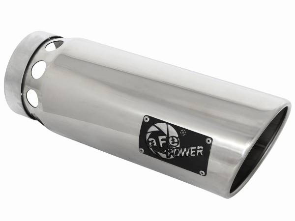 aFe Power - aFe Power MACH Force-Xp 304 Stainless Steel Intercooled Clamp-on Exhaust Tip Polished 5 IN Inlet x 6 IN Outlet x 16 IN L - 49T50601-P161 - Image 1