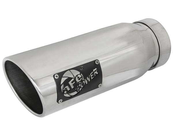 aFe Power - aFe Power MACH Force-Xp 304 Stainless Steel Clamp-on Exhaust Tip Polished - Left - Exit 4 IN Inlet x 5 IN Outlet x 12 IN L - 49T40502-P12 - Image 1