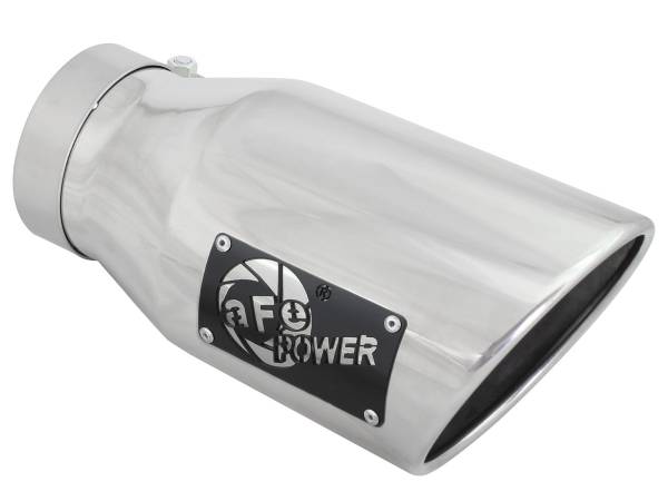 aFe Power - aFe Power MACH Force-Xp 304 Stainless Steel Clamp-on Exhaust Tip Polished 4 IN Inlet x 6 IN Outlet x 12 IN L - 49T40601-P12 - Image 1