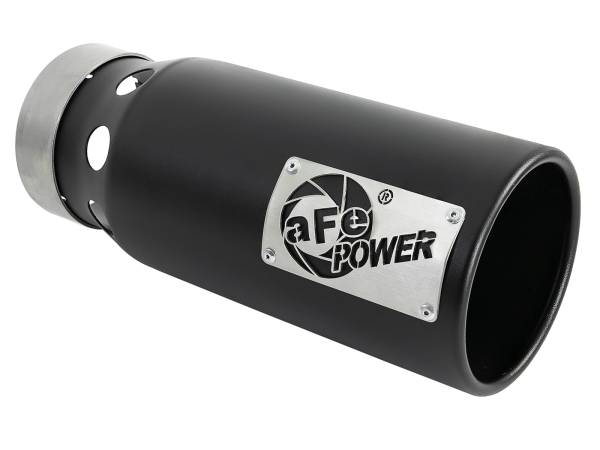 aFe Power - aFe Power SATURN 4S 409 Stainless Steel Clamp-on Exhaust Tip Black - Right - Exit 4 IN Inlet x 5 IN Outlet x 12 IN L - 49T40501-B122 - Image 1