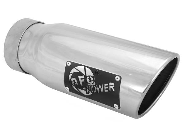 aFe Power - aFe Power MACH Force-Xp 304 Stainless Steel Clamp-on Exhaust Tip Polished 3-1/2 IN Inlet x 4-1/2 IN Outlet x 12 IN L - 49T35451-P12 - Image 1