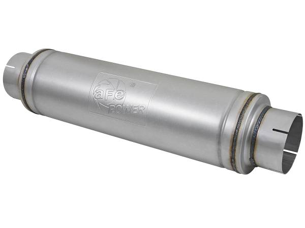 aFe Power - aFe Power ATLAS Aluminized Steel Muffler 5 IN ID Center/Center x 7 IN Dia. x 24 IN L - Round Body - 49M00023 - Image 1