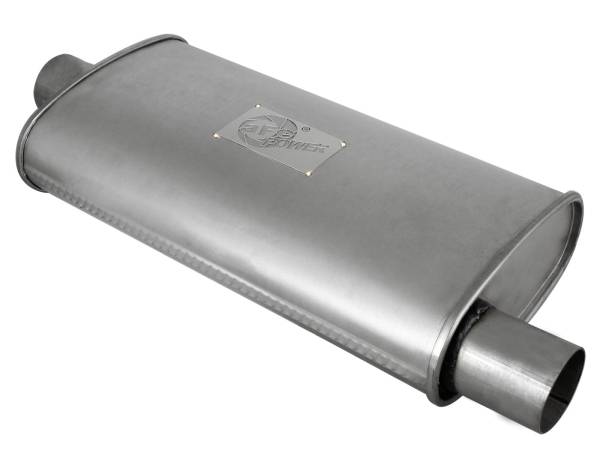 aFe Power - aFe Power Scorpion Aluminized Steel Muffler 2-1/2 IN ID Center/Offset x 9 IN W x 4 IN H x 18 IN L- Oval Body - 49M00002 - Image 1