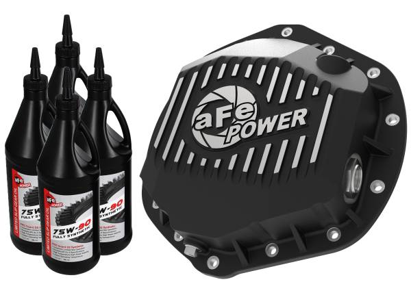 aFe Power - aFe Power Pro Series Rear Differential Cover Black w/ Machined Fins & Gear Oil Dodge Trucks 2500/3500 03-18 - 46-70392-WL - Image 1