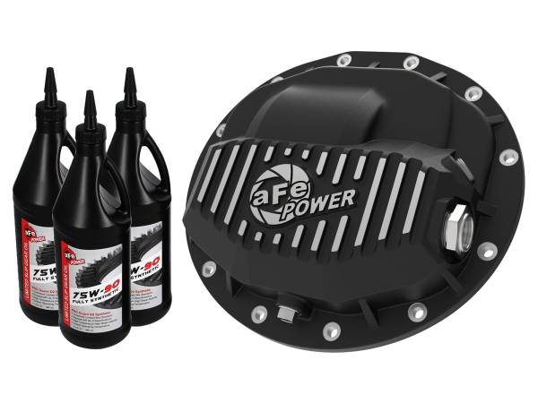 aFe Power - aFe Power Pro Series Front Differential Cover Black w/ Machined Fins & Gear Oil Dodge Trucks 2500/3500 13-23 (AAM 9.25-12) - 46-70402-WL - Image 1