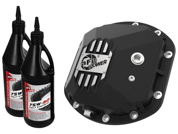 aFe Power - aFe Power Pro Series Dana 30 Front Differential Cover Black w/ Machined Fins & Gear Oil Jeep Wrangler (TJ/JK) 97-18 - 46-71131B - Image 1