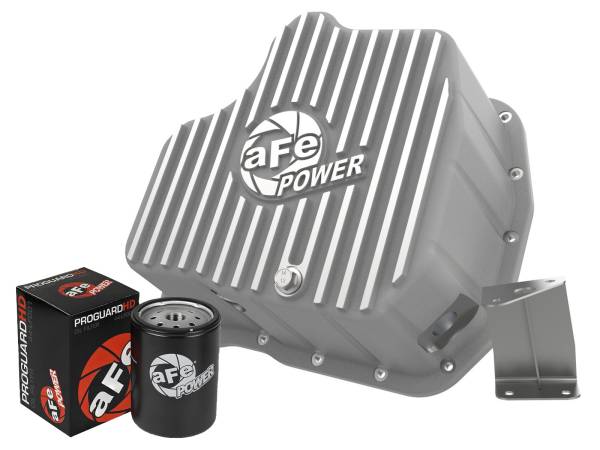 aFe Power - aFe POWER Street Series Engine Oil Pan Raw w/ Machined Fins GM Diesel Trucks 01-10 V8-6.6L (td) LB7/LLY/LBZ/LMM - 46-71070A - Image 1