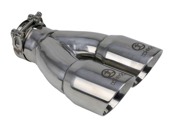 aFe Power - aFe Power Takeda 304 Stainless Steel Clamp-on Exhaust Tip Polished 2-1/2 IN Inlet x 3 IN Dual Outlet x 9-1/2 IN L - 49T25364-P10 - Image 1