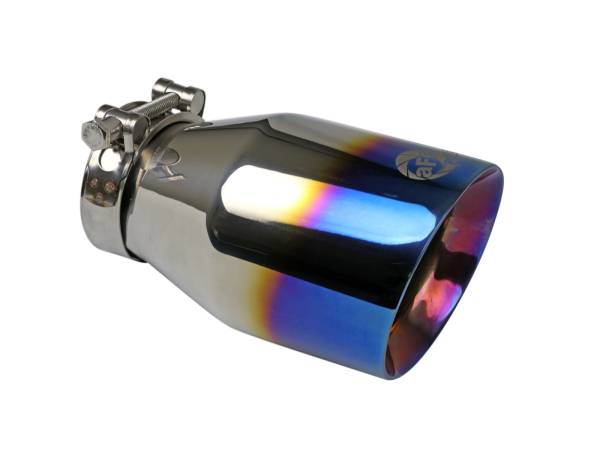 aFe Power - aFe Power MACH Force-Xp 304 Stainless Steel Clamp-on Exhaust Tip Blue Flame 2-1/2 IN Inlet x 4 IN Outlet x 7 IN L - 49T25404-L071 - Image 1