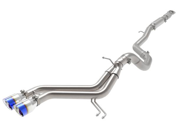 aFe Power - aFe Power Takeda 2-1/2 IN to 3 IN 304 Stainless Steel Cat-Back Exhaust w/ Blue Flame Tip Hyundai Veloster 13-17 L4-1.6L (t) - 49-37018-L - Image 1