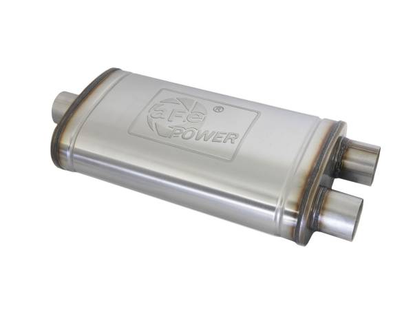 aFe Power - aFe Power MACH Force-Xp 304 Stainless Steel Muffler 3 IN Inlet (Center) / 3 IN Outlet (Dual) x 22 IN L x 11 IN W x 6 IN H - 49M30015 - Image 1