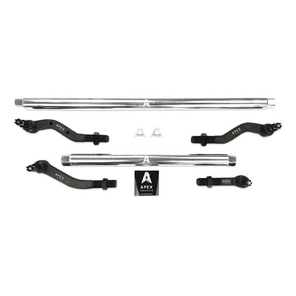 Apex Chassis Steering & Suspension Parts | 1350 Offroad - Apex Driveshaft HD 2.5 Ton Tie Rod & Drag Link Assembly, Polished Aluminum, Dana 30 No-Flip - KIT125-Dana30-NoFlip - Image 1
