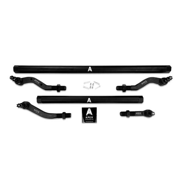 Apex Chassis Steering & Suspension Parts | 1350 Offroad - Apex Driveshaft HD 2.5 Ton Tie Rod & Drag Link Assembly, Black Anodized Aluminum, Dana 30 No-Flip - KIT120-Dana30-NoFlip - Image 1