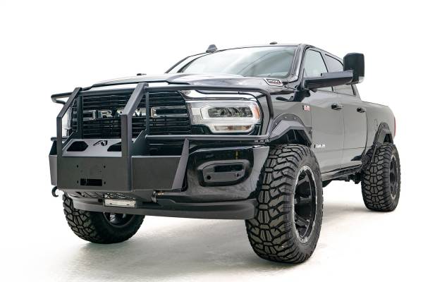 Fab Fours Bumpers & Off-Road Armor | 1350 Offroad - Fab Fours Winch Mount, Full Grill Guard, 2 Stage Matte Black Powder Coated - DR19-N4470-1 - Image 1
