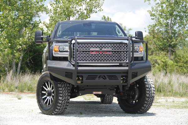 Fab Fours Bumpers & Off-Road Armor | 1350 Offroad - Fab Fours Elite Front Ranch Bumper, Black Powder Coat, with Full Grill Guard & Tow Hooks - GM14-Q3160-1 - Image 1