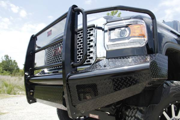 Fab Fours Bumpers & Off-Road Armor | 1350 Offroad - Fab Fours Black Steel Front Ranch Bumper, Black Powder Coat, with Full Grill Guard & Tow Hooks - GM14-S3160-1 - Image 1