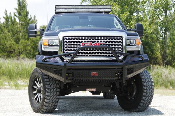 Fab Fours Bumpers & Off-Road Armor | 1350 Offroad - Fab Fours Black Steel Front Ranch Bumper, Black Powder Coat, with Pre-Runner Grill Guard & Tow Hooks - GM14-S3162-1 - Image 1