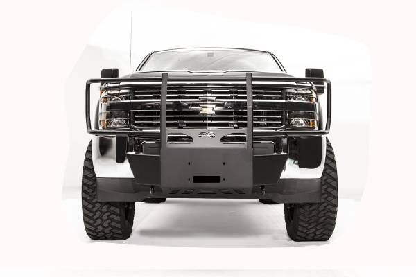 Fab Fours Bumpers & Off-Road Armor | 1350 Offroad - Fab Fours Winch Mount, Black Powder Coat, with Full Grill Guard - GM15-N3070-1 - Image 1